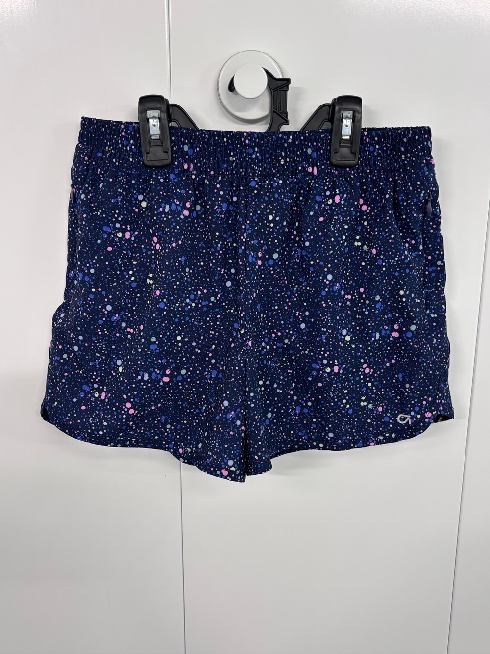 GapFit Athletic Shorts Girls  XXL Navy Blue Multi Color Paint Splatter Pockets